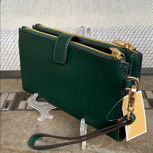 MICHAEL KORS LG DOUBLE ZIP WRISTLET RACING GREEN - Picture 9 of 16